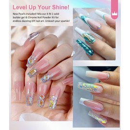 Solid Builder Gel for Nails BISHENGYF - Clear 3D Nail Gel Sculpting 30g Non-Sticky Hand With 4Jars Holographic Festival Nail Glitter Powder for Starter Nail Art Design Carving Extension DIY Salon Home