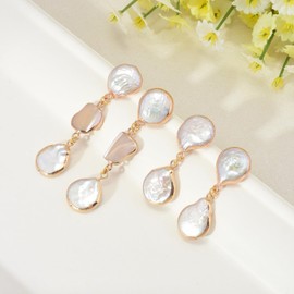 Huge Tomato 15-18mm AAAA White Real Big Baroque Pearl Drop Earrings in 14K Gold For Dainty Wedding Earrings Jewelry…