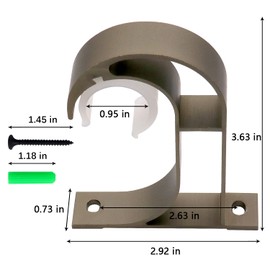 iHomestyle Aluminum Alloy Curtain Rod Bracket,Curtain Rod Holder,Curtain Rod Supportor,Mounted on the Ceiling 2 Set (Light Champagne)