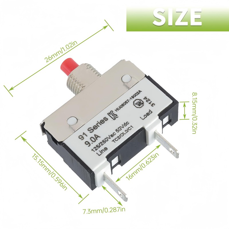 EPLZON 9A 9 Amps 125/250V AC 50V DC Manual Reset