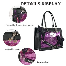 Butterfly Ita Bag Y2k Tote Shoulder Bag for Women Handbag Crossbody (Purple)