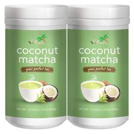 CAcafe Coconut Matcha | Instant Japanese Health Drink | Creamy & Sweet | Hot or Iced Green Tea Latte Mix | New Look, Reduced Sugar | Non-GMO | No Artificial Flavors or Colors | 2-Pack
