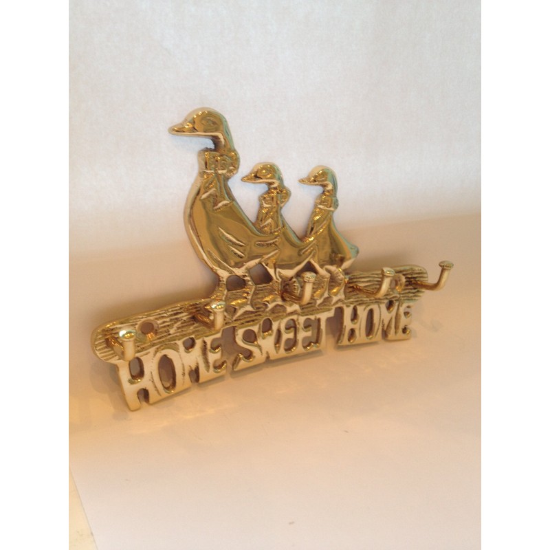 Solid Brass Duck Family " HOME SWEET HOME " House