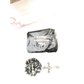 Boy's First Holy Communion Gift Pearl Effect Rosary & Communion Leather Purse Set …Communion Set in Clear Acetate Box