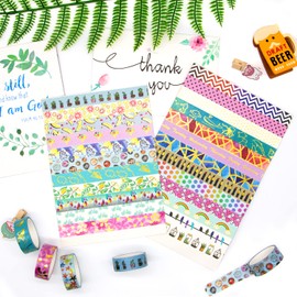 30 Rolls Gold Foil Washi Tape - 15mm Wide Japanese Masking Tape for Scrapbook, Bullet Journal, Planner, Arts & Crafts