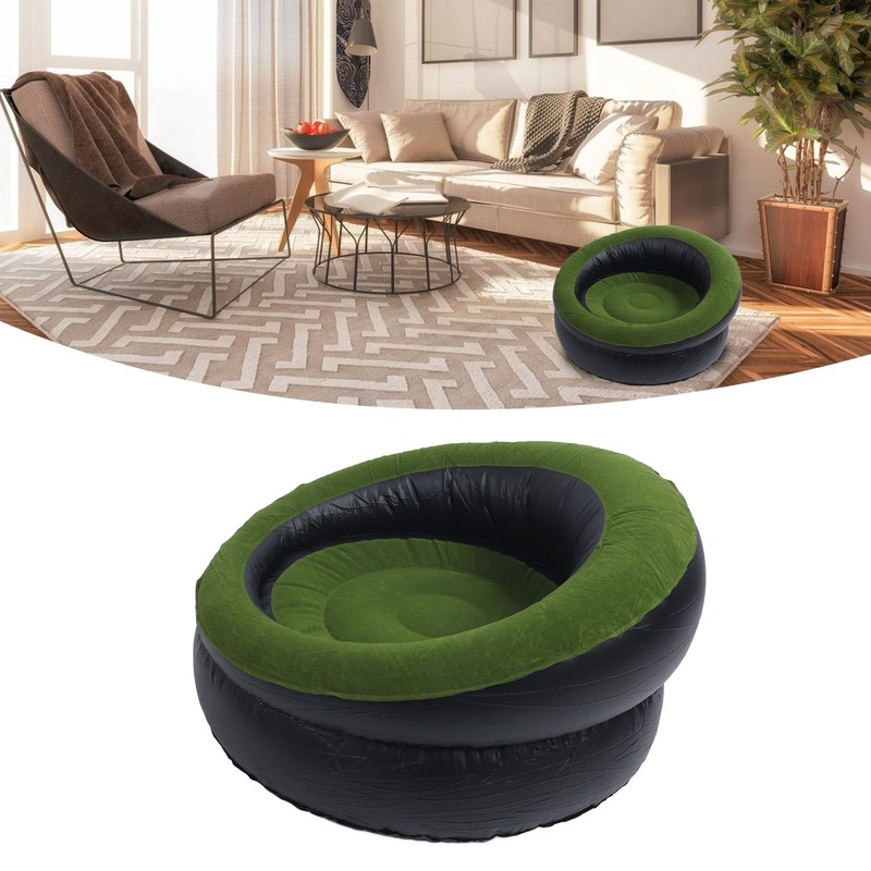 Inflatable Couch PVC Flocking Portable Ergonomic Blow Up Sofa Chair
