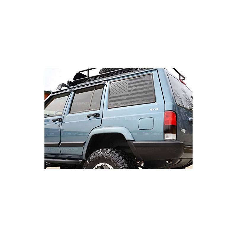 Skull Daddy Graphics PRECUT XJ Window USA Distressed Flag Decals