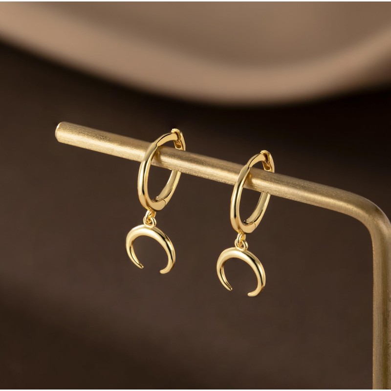SLUYNZ Solid 925 Sterling Silver Moon Earrings Hoop for Women