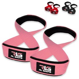 RL Grips™ Straps 8 Gym for Professional Weightlifting and Powerlifting - Padded Gym Grip Straps Shaped like an 8 for Deadlifts and Bodybuilding (Pink)