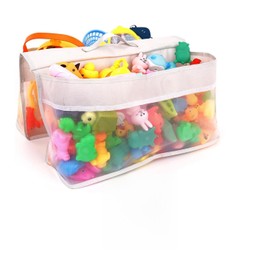 Baby Bath Toys Storage, Mesh Net Organizer for Toddlers Bathroom, Large Capacity Quick Dry Shower Caddy Basket, Easy Access Bathtub Holder No-Slip Design (4 Silicone Suction Cups) (A007)