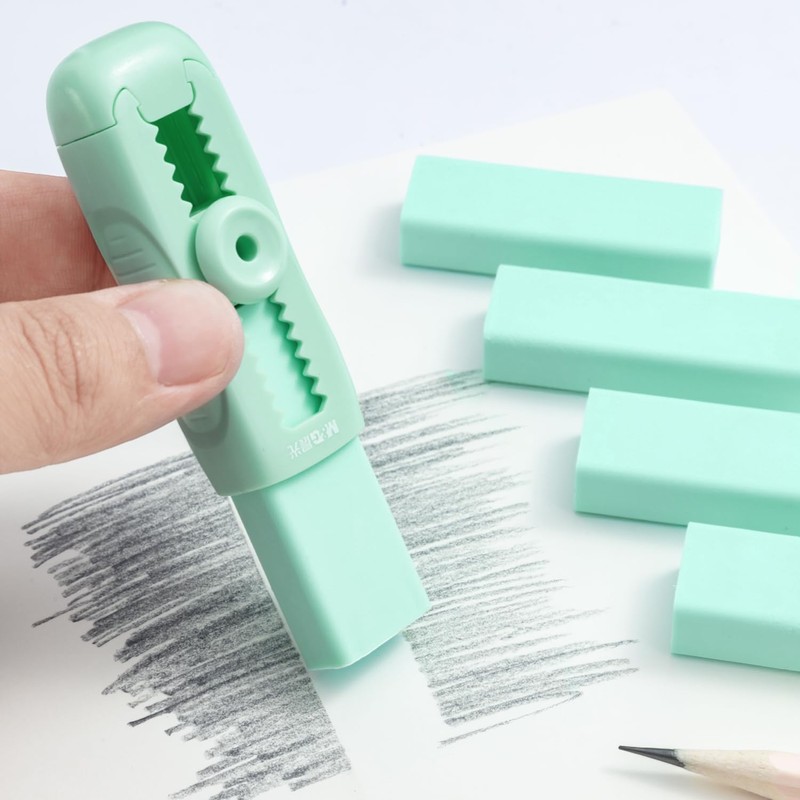 M&G 4+1 Pack Rubber Erasers Sliding Retractable Eraser, Soft Cute