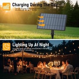 CRLIVOING 100FT Solar Outdoor String Lights, ST38 LED Shatterproof Bulbs, Dimmable Waterproof Patio Lights with 50+2 E12 Sockets, Warm White Lighting for Garden, Backyard, Weddings, Parties