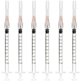 OLCANA 25Pack 1ml Disposable Sterile Syringes with 25Ga Plastic Measurement Syringe Luer Lock, Single Individually Packaged