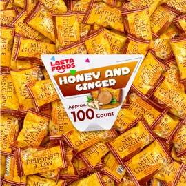 Honey and Ginger Hard Candy, Individually Wrapped (1 Pound Bag - Approx. 100 Count)