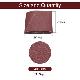 sourcing map 2pcs 8" x 19" Sanding Belts 40 Grits Aluminum Oxide Abrasive Belt Sander Paper Sanding Papers for Metal Wood Grinding Polishing, Reddish Brown