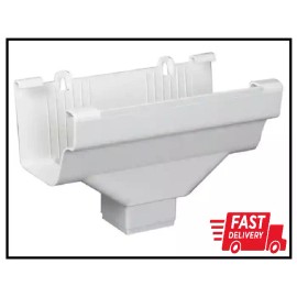 Amerimax Home Products 5 In. White Vinyl K-Style Gutter End with 2 In. X 3 In. Drop Outlet