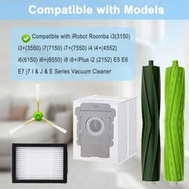 Replacement Parts Accessories for iRobot Roomba i3 i3+ i7 i7+ i4+ i5 i5+ j5 j5+ i6 i6+ i8 i8+ i2 J7 E5 E6 E7 I&J&E Series Vacuum Cleaner,1 Roller Brushes,4 Filters,4 Side Brushes,6 Dust Bags