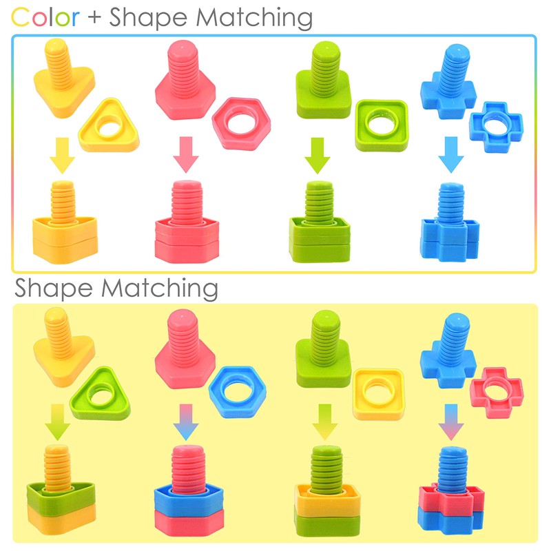 SIENIANLINE Screws and Nuts Game – Colourful Screw Game 32-Piece