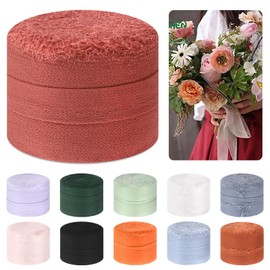 Mardatt 1 Roll 1.5" x 11 Yard Chiffon Ribbon Handmade Fringe Chiffon Silk Ribbon Fabric Ribbon for DIY Craft Wedding Invitations Bridal Bouquets(Red Tea Red)