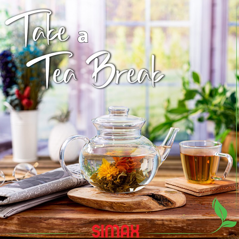 Simax Glassware 33 Ounce Glass Teapot | With Spout, Microwave