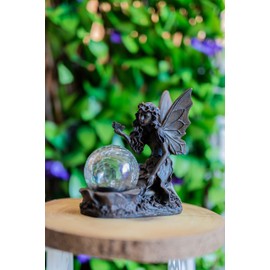 Solar Gazing Fairy Angel Light with Crystal Ball Outdoor Garden Solar Colour Changing Light Statue Angel Figurine Outdoor Indoor Ornament Garden Lighting