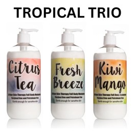 16 oz trio bundles: The Lotion Company Full Body Moisturizer PICK YOUR SCENT; Body Lotions: 3: 16 oz lotions in assorted fragrances w/ Aloe Vera - Scent: TROPICAL TRIO BUNDLE
