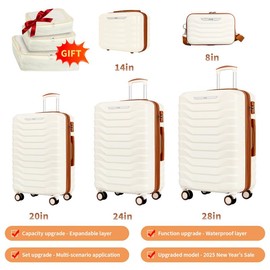 UUH Expandable Luggage Sets 9pcs/8pcs/7pcs/4pcs/3pcs Suitcase Sets  With Water-Proof and Expandable Layer Makeup Bag Side Hooks And TSA Lock:_9pcs-Sky Blue