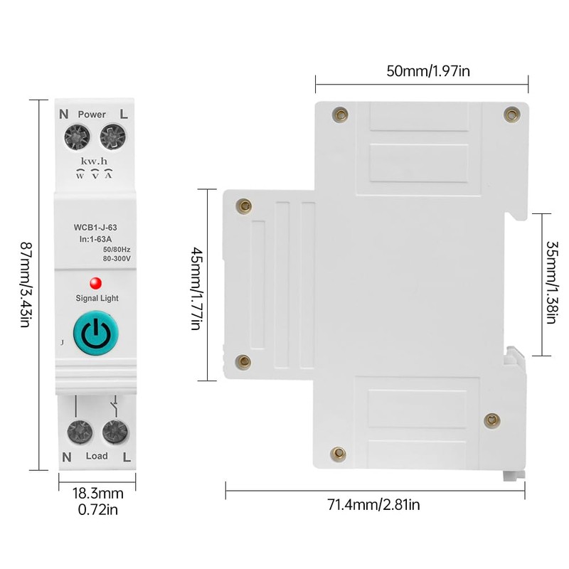 Diymore 63A WiFi Circuit Breaker AC220V Remote Mobile Phone Control