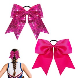 Rhinestone Cheer Bows for Cheerleaders Cheerleading Bows Glitter Bow Hair Ties for Thin Thick Hair Accessories for Girls Women Cheerleader Graduation Gifts for Granddaughter Cheer Scrunchies 2 Pcs