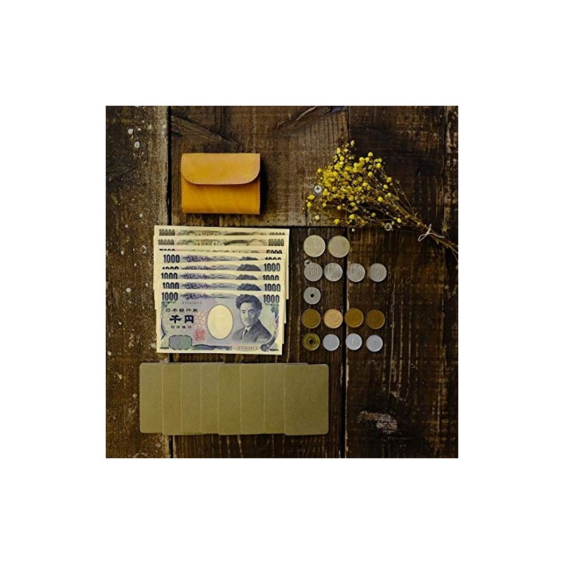 LITSTA Tiny Wallet, Ultra Small, Compact, Italian Leather, Pueblo, Camel