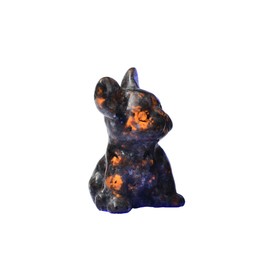 AMOYSTONE 2" Stone Puppy Figurines Natural Gemstone Dog Animals Carved Gemstone Yooperlite Stone Puppy Statue Sculpture Ornaments Home Decorations
