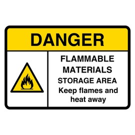 Safety First Display LTD Danger Flammable materials sign - 1.2mm Rigid plastic for indoor/outdoor usage (200mm x 150mm) Viewing Distance within 5m.
