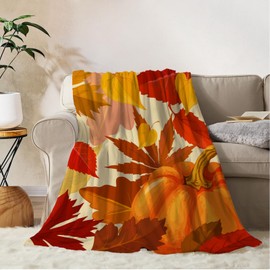 YeeJu Fall Decoraitve Throw Blanket Small Orange Thanksgiving Autumn Pumpkins Blanket Fall Baby Pet Blanket Couch Sofa Bed Soft Lightweight Fuzzy Plush Fleece Blankets and Throws 30x40