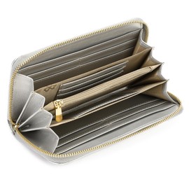 SENDEFN Women's Large Leather Wallet with RFID Protection, Large Capacity Long Purse with Removable Wrist Strap, Bright silver