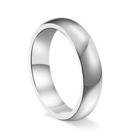 CCBFY 2 MM 4 MM Stainless Steel Ring Jewel Roman Numerals Stackable High Polish Plain Dome Tarnish Resistant Comfort Fit Ring Wedding Band Size 3-15 (5mm - Silver, 5.5)