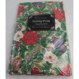 Elrene Vintage Elrene Holiday Print Christmas Vinyl Flannel Back 52"x90" Oblong