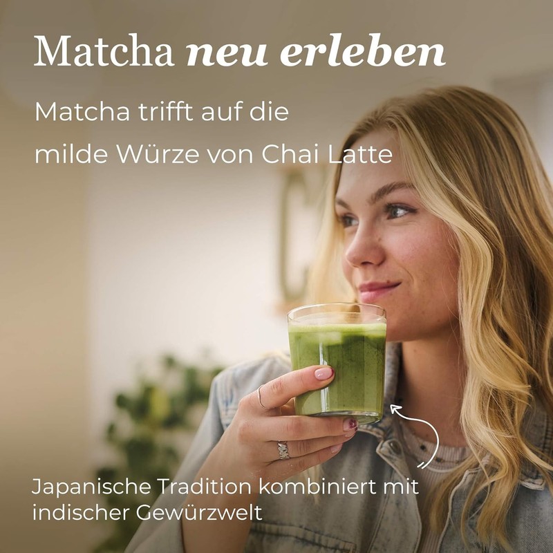 Organic Chai Matcha+, Organic Premium Matcha (60%) with Chai Spices,
