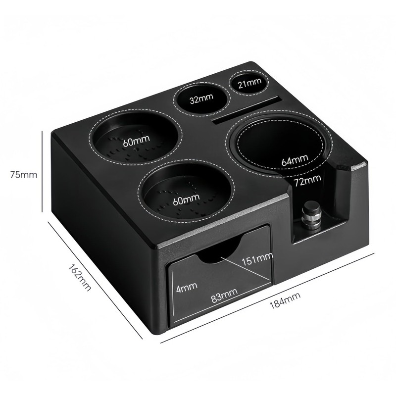 Compact Espresso Tamping Station ABS Construction with Ergonomic Design for