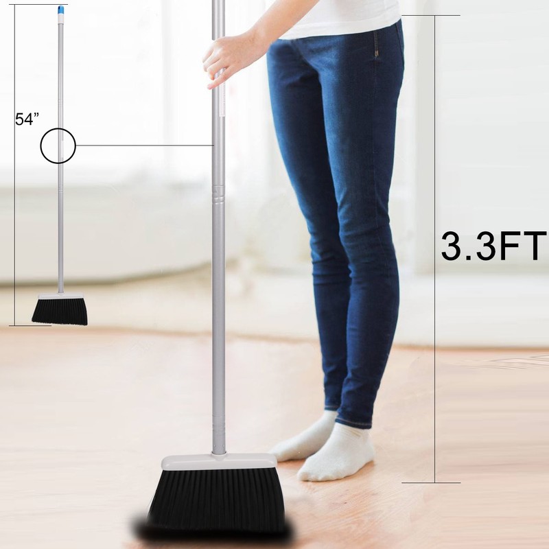 TreeLen Long Handle Broom and Dustpan Set,Upright Dust Pan Combo