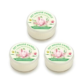 One Fur All Pet House Mini Candles for Pet Odor Made with Natural Soy Wax, Plant Based, Dog and Cat Friendly Scented Candles, Bamboo Watermint Pack of 3