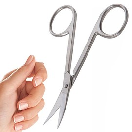 Small Stainless Steel Nail/Cuticle Scissors - Curved Blade for Neat Finger/Toenail Trimming