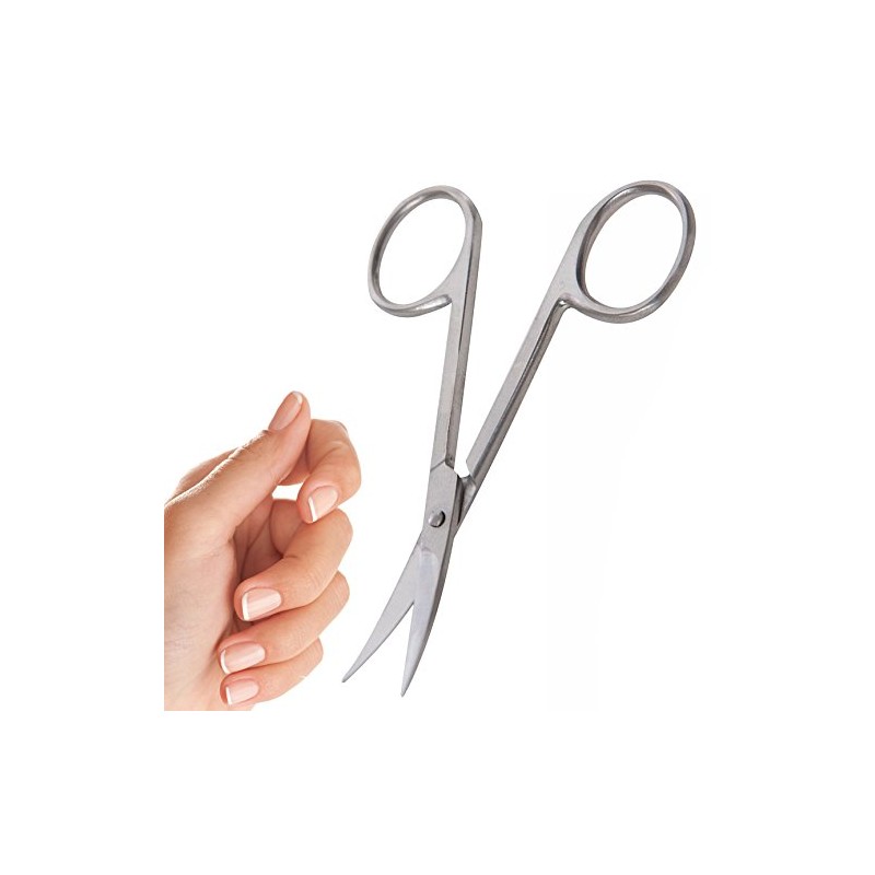 Small Stainless Steel Nail/Cuticle Scissors - Curved Blade for Neat