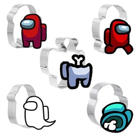 SEOMINSOO 5-Piece Set of Among us Cookie Cutter Set - Cookie Baking Molds DIY Funny Stainless Steel Cookie Cutter and Fondant Cutter and Clay Cutter