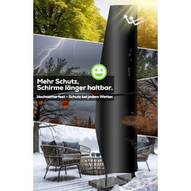 4smile Parasol Protective Cover for 2 to 4 m - Heavy Duty Cantilever Parasol Protective Cover, Waterproof, UV Resistant, Garden Cover, Black
