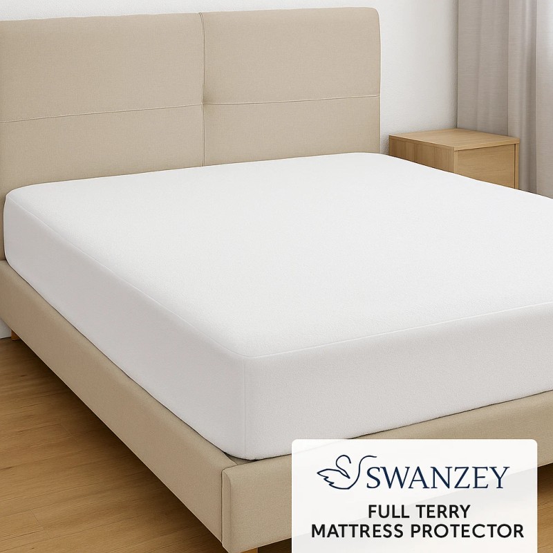 Swanzey Full Terry Mattress Protector, Waterproof, Breathable, Soft Cotton 10