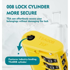 ANVIL 4 Digit Luggage Locks, TSA Locks for Luggage, Advanced TSA008 core, Alert Indicator for Your Travel Lock, Suitcase Lock. (3, Yellow)