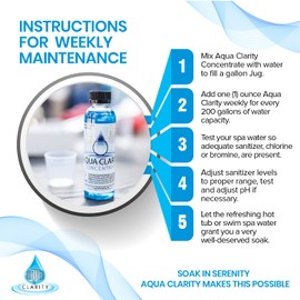 Aqua Clarity 3-in-1 Hot Tub Cleaner, Clarifier & Conditioner, Eliminate The Need to Purge & Drain with Weekly Dose, Reduce Extra Hot Tub Chemicals Usage, 1-Year Complete Hot Tub Care