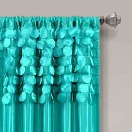 Lush Decor Circle Dream Window Curtains Panel Set for Living, Dining Room, Bedroom (Pair), 54"W x 63"L, Turquoise