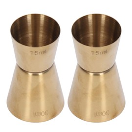 Tissting 2Pcs Double Head Cocktail Jigger, Stainless Steel Measure Jigger Gold Wine Jigger Bar Measuring Cup for Restaurant Party Bartending(15/30ml)