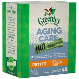 GREENIES Aging Care Petite Natural Dog Dental Care Chews Oral Health Dog Treats, 27 oz. Pack (45 Treats)